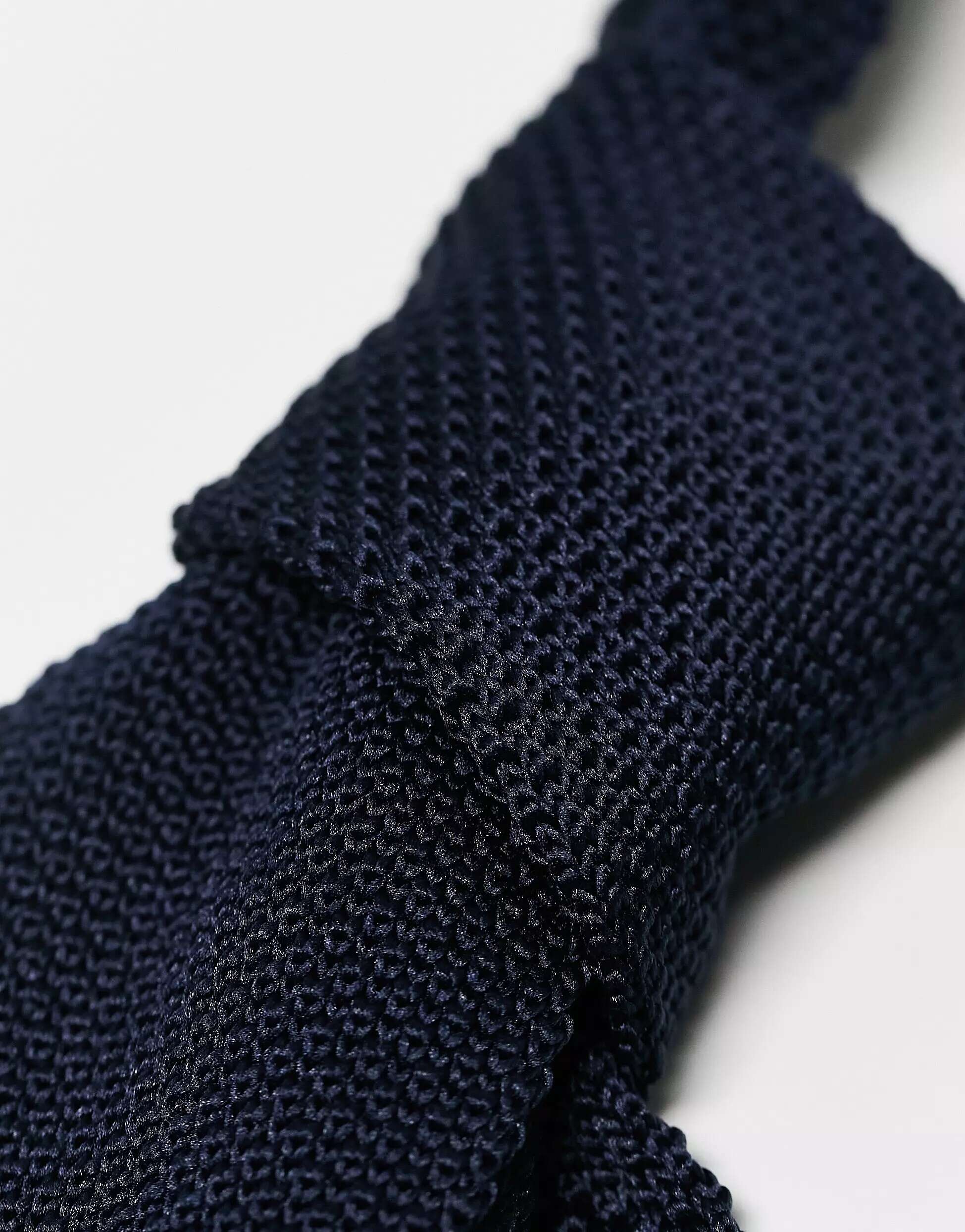 Темно-синий вязаный галстук French Connection