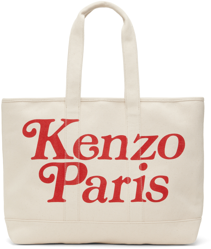 Большая практичная сумка-тоут Off-White Paris VERDY Edition Kenzo, цвет Ecru