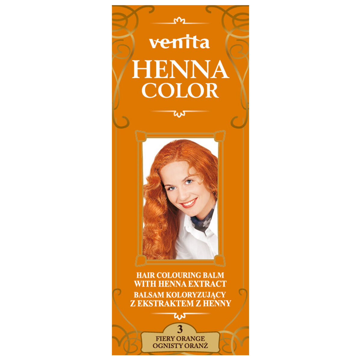 Бальзам-краска для волос 3 огненно-оранжевый Venita Henna Color, 75 мл