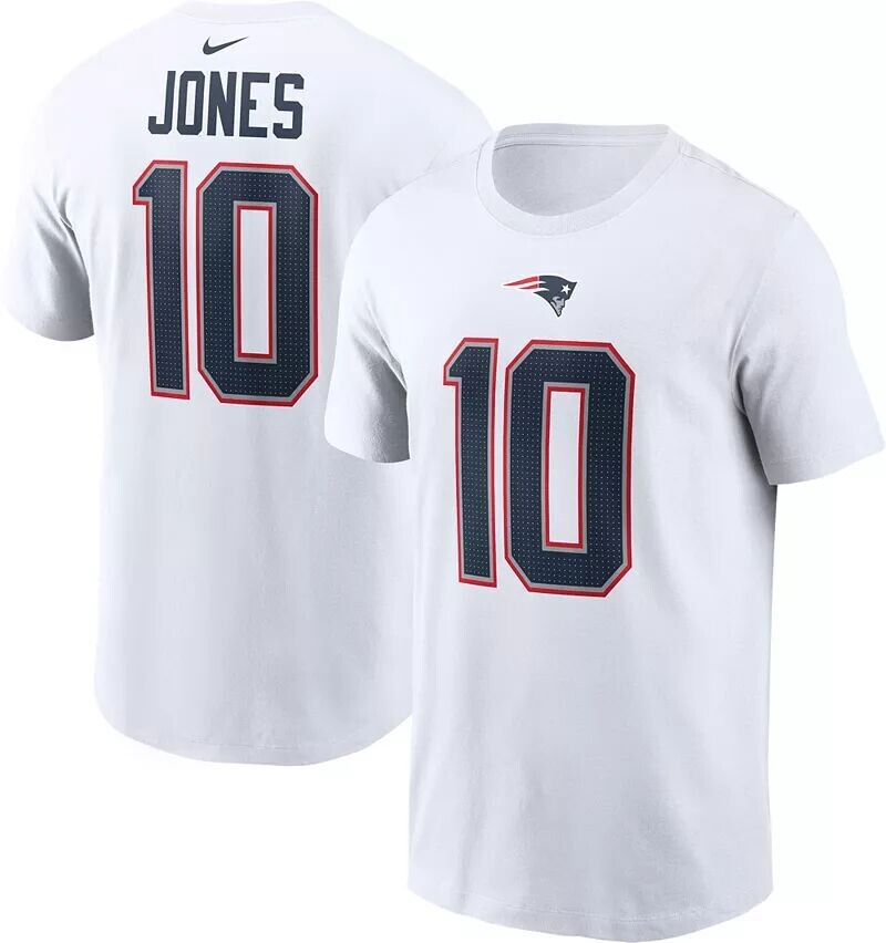 

Мужская белая футболка Nike New England Patriots Mac Jones #10