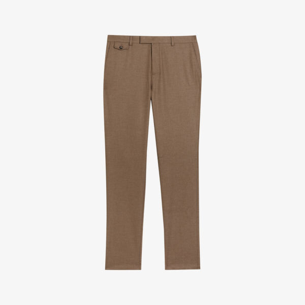

Фланелевые брюки узкого кроя Ngolo из эластичной ткани Ted Baker, коричневый