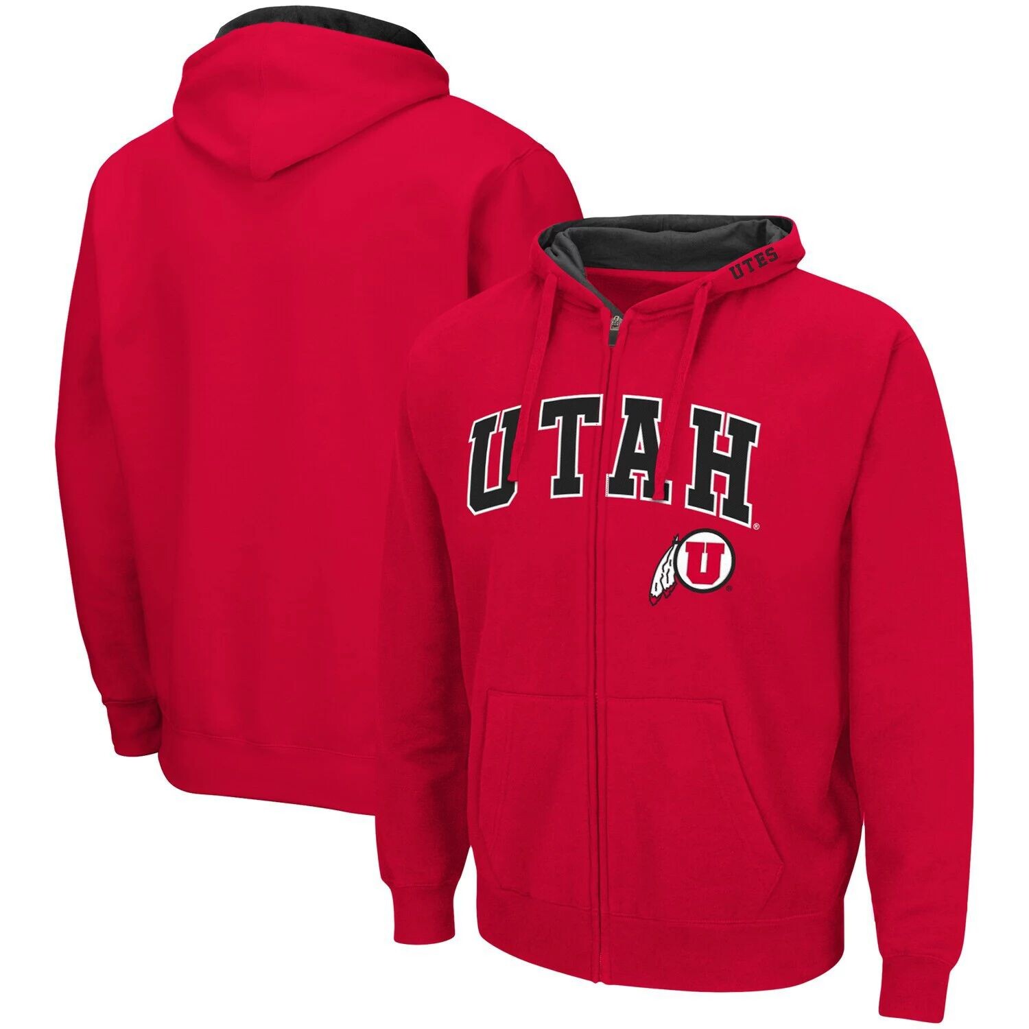 

Мужская толстовка с молнией во всю длину Colosseum Red Utah Utes Arch & Logo 3.0