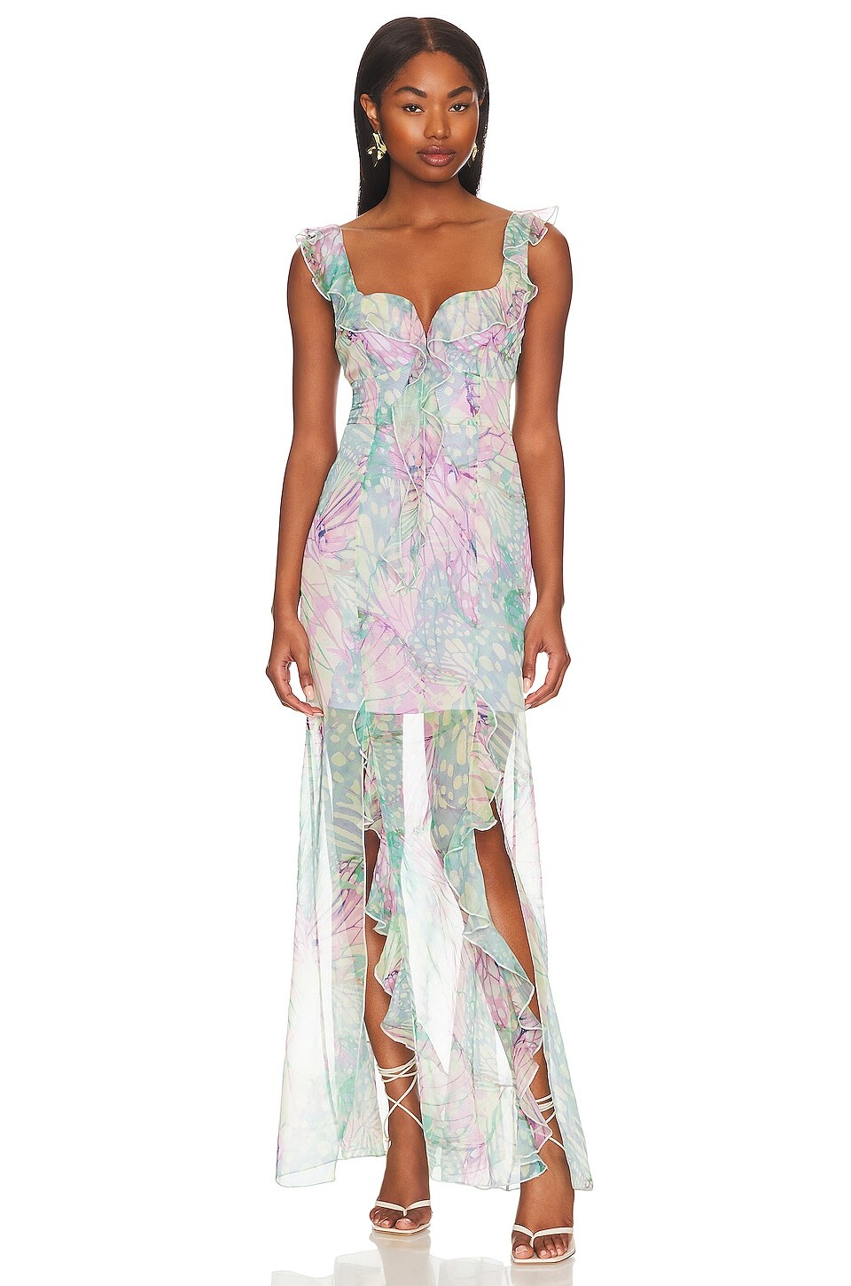 

Платье макси LPA Daniella Flutter, цвет Pink & Teal Abstract