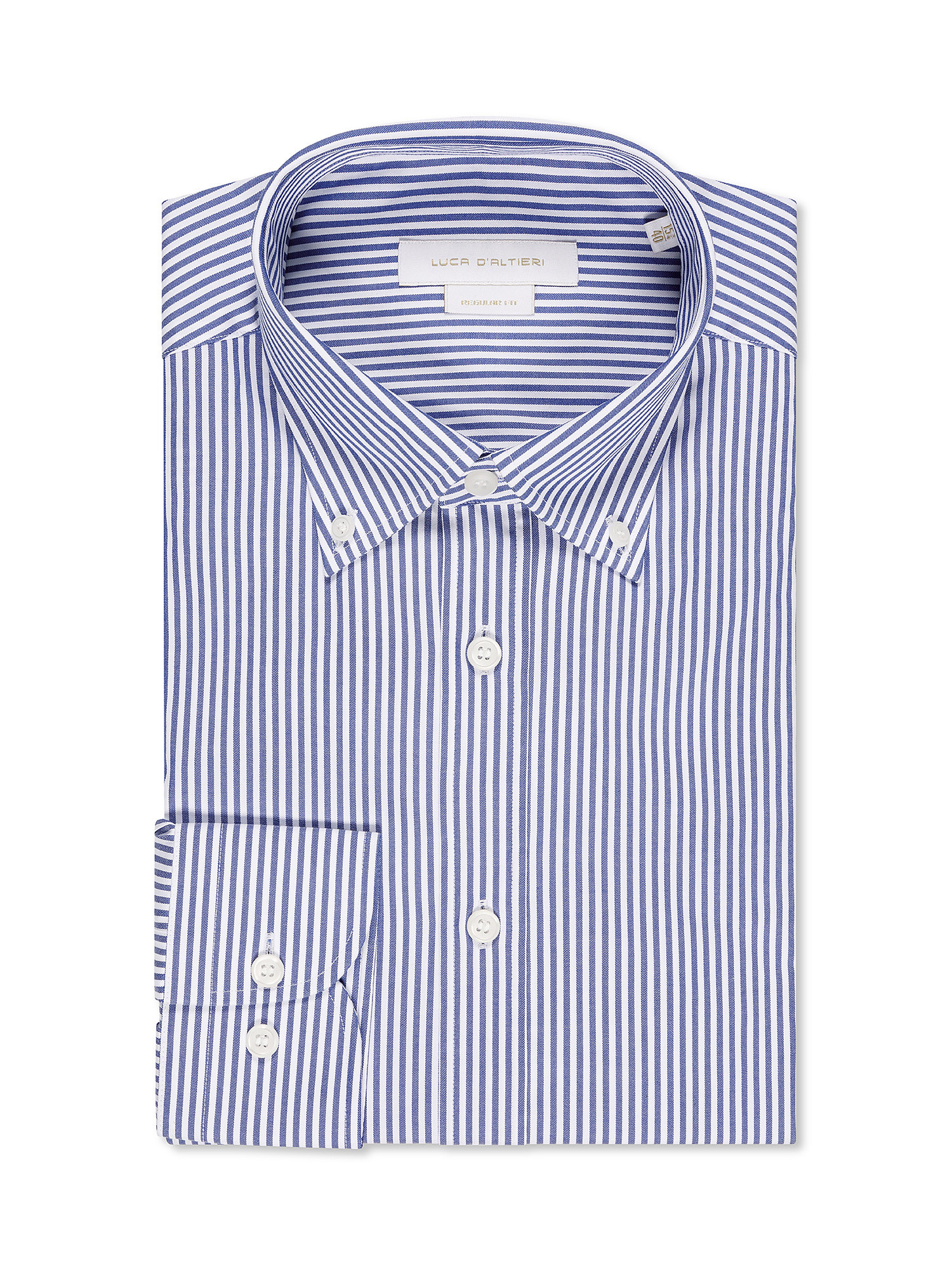 Рубашка стандартного кроя из чистого хлопка. Luca D'Altieri, синий рубашка однотонная с длинными рукавами и костюмным воротником