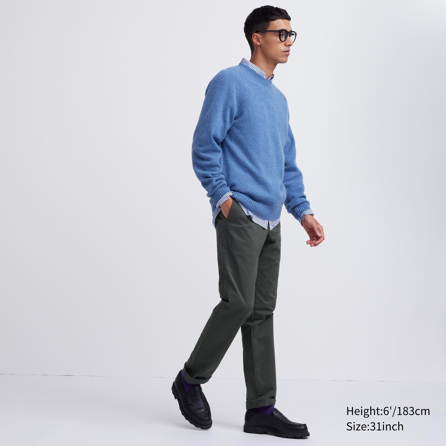 

Брюки-чиносы узкого кроя Uniqlo, оливковый, Зеленый