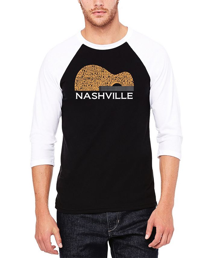 Мужская футболка Nashville Guitar Raglan Baseball Word Art LA Pop Art, черный роза кантри трендсеттер интерплант