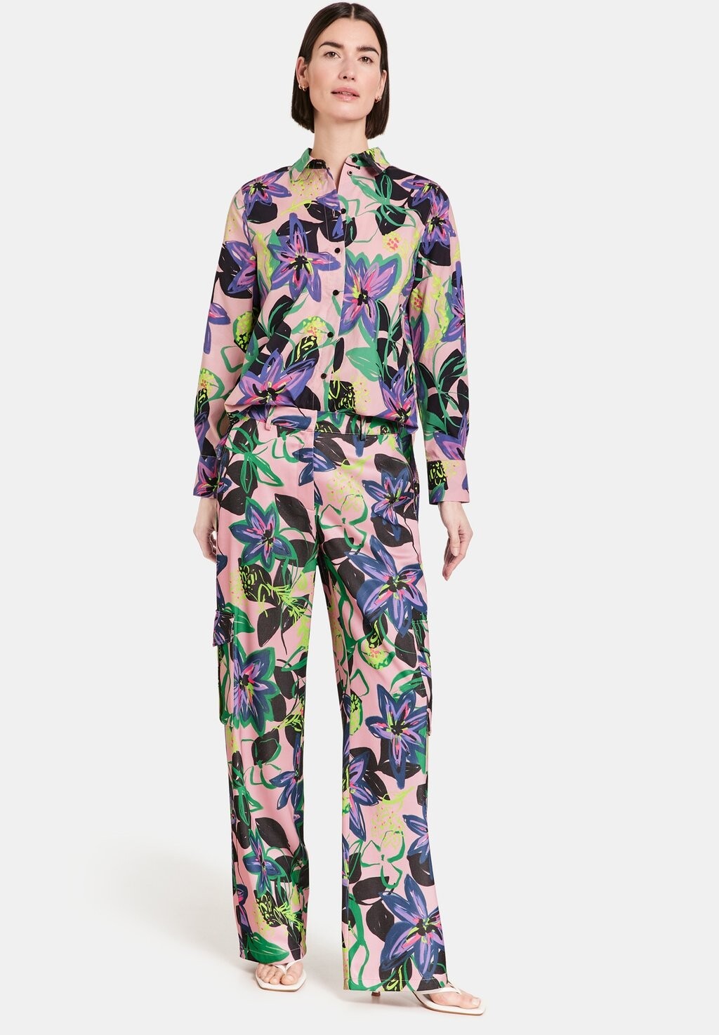 

Брюки-карго LANG MIT FLORALEM DESSIN Gerry Weber, цвет lila pink grün druck