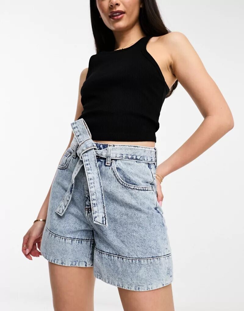 

Голубые джинсовые шорты Vero Moda с завязкой на талии