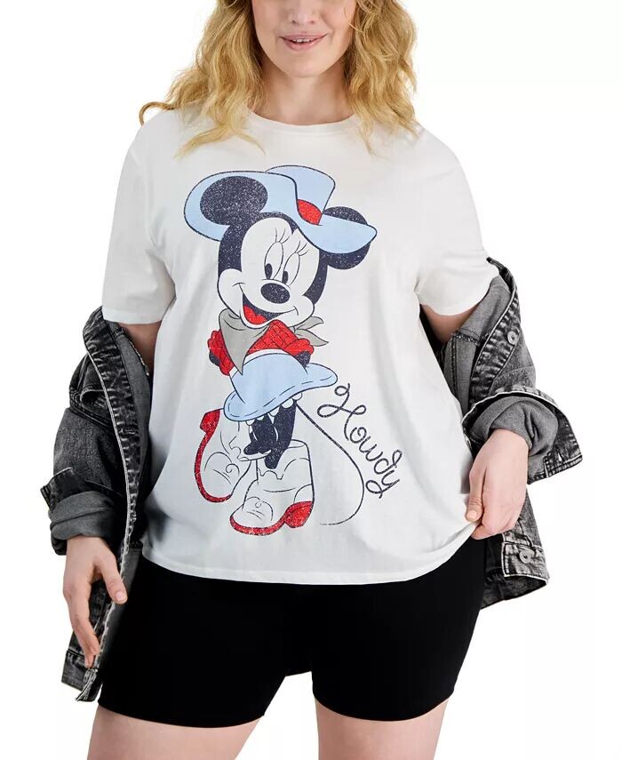 

Модная футболка размера плюс с Минни Маус Howdy Disney, белый