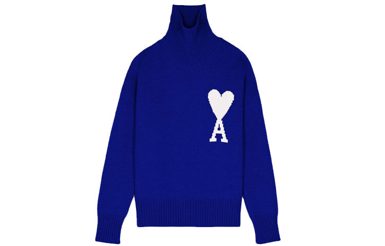 

Мужской вязаный свитер с логотипом AMI FW21, синий мужской