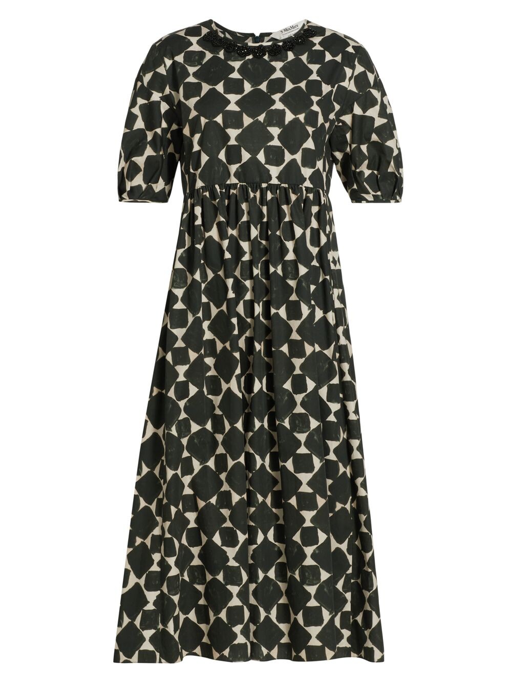 

Хлопковое платье миди с украшением Fatobi Max Mara, зеленый