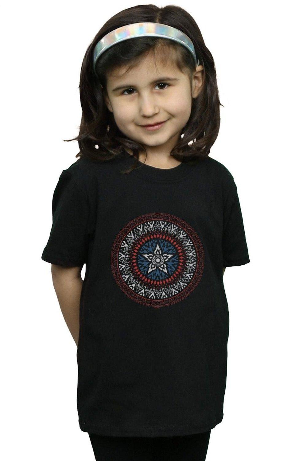 Хлопковая футболка с орнаментом «Капитан Америка» Marvel, черный хлопковая футболка с логотипом капитан америка marvel белый