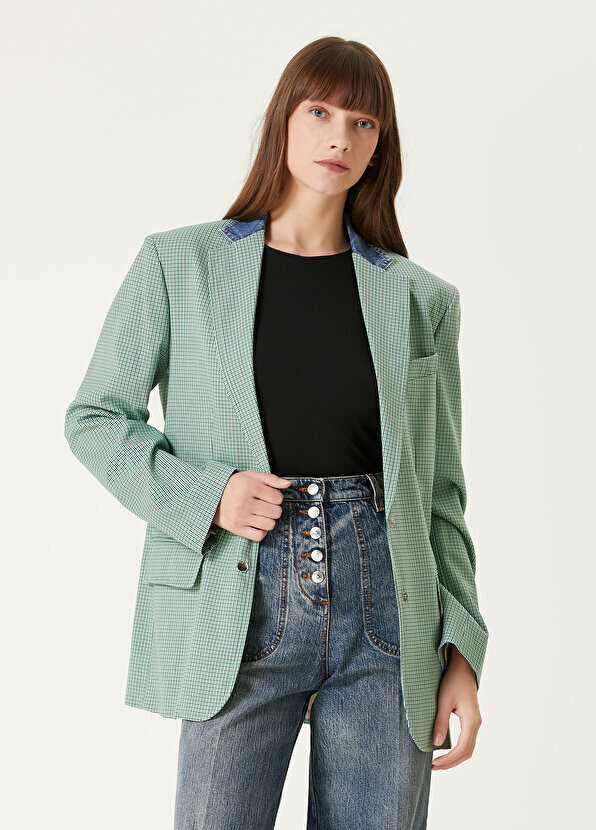

Зеленая джинсовая куртка с узором Etro, Зеленый