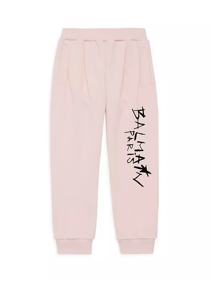

Спортивные брюки с логотипом Scribble для девочек Balmain, цвет pale pink