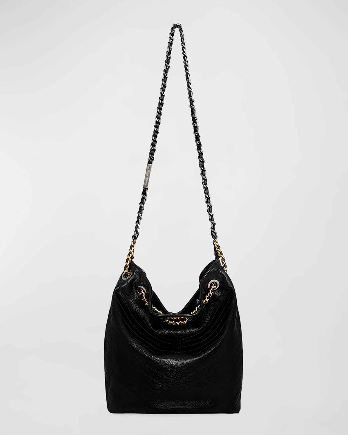 

Стеганая двухцветная сумка-мешок с цепочкой Rebecca Minkoff, цвет Black