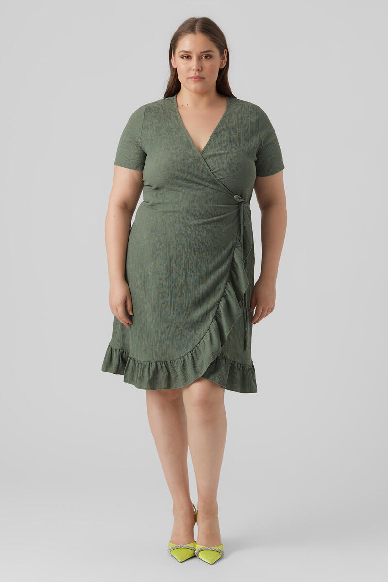 Короткое платье с запахом больших размеров Vero Moda Curve, зеленый платье laredoute платье короткое с кашемировым рисунком с короткими рукавами s бежевый
