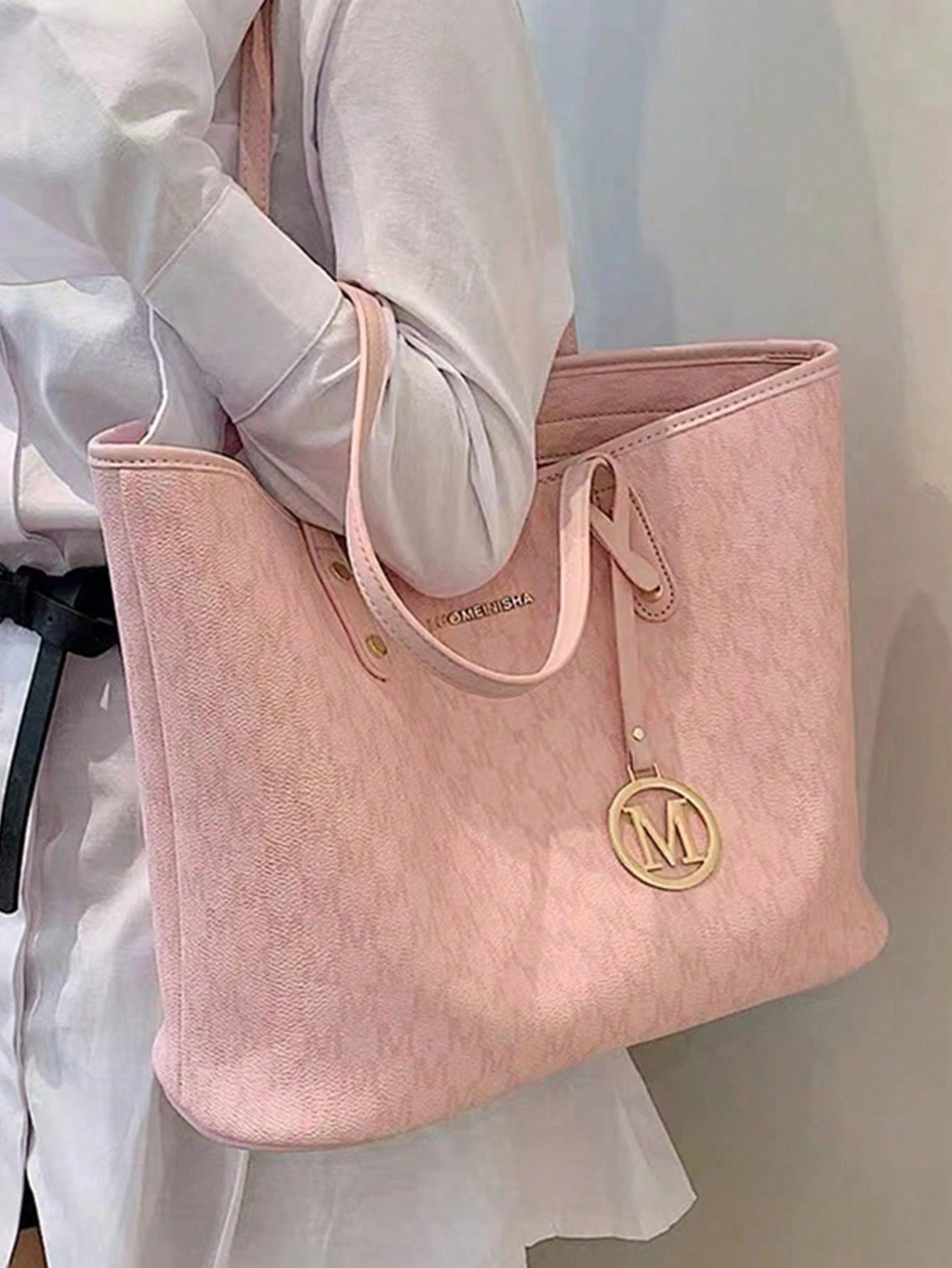 цена 2023 Новая модная женская большая вместительная сумка с принтом всего тела, розовый