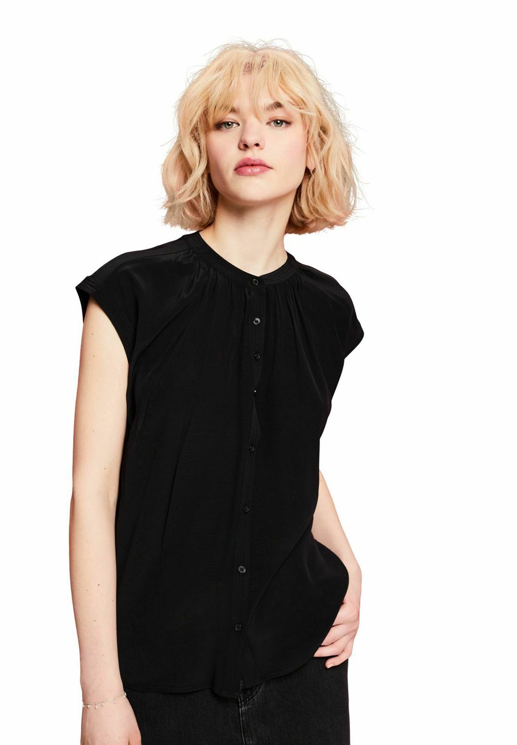 Блуза на пуговицах Esprit, черный