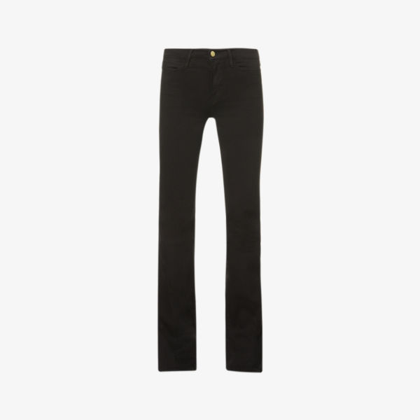 Расклешенные джинсы le high flare из эластичного денима с высокой посадкой Frame, цвет film noir