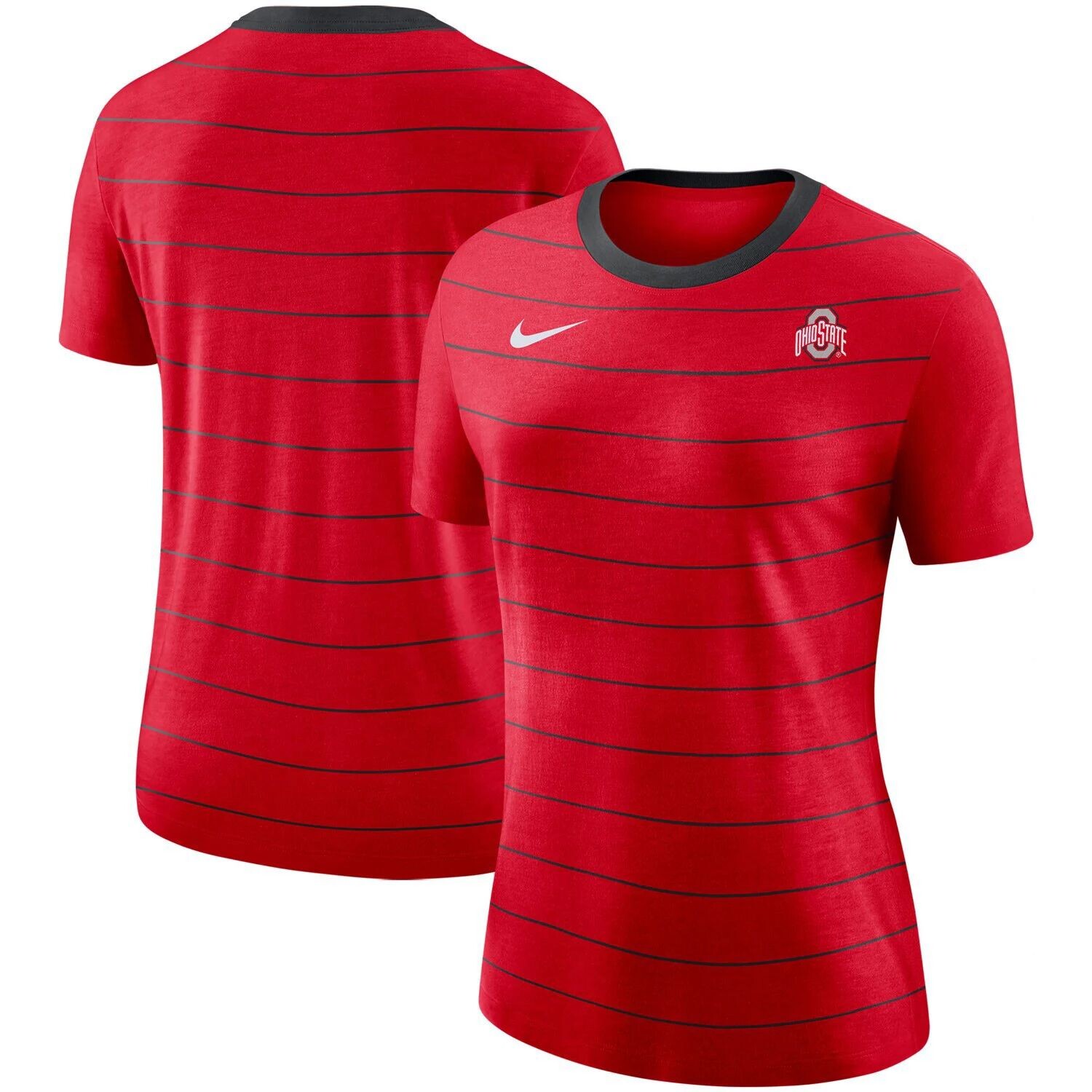 

Женская полосатая футболка Tri-Blend Nike Scarlet Ohio State Buckeyes Nike