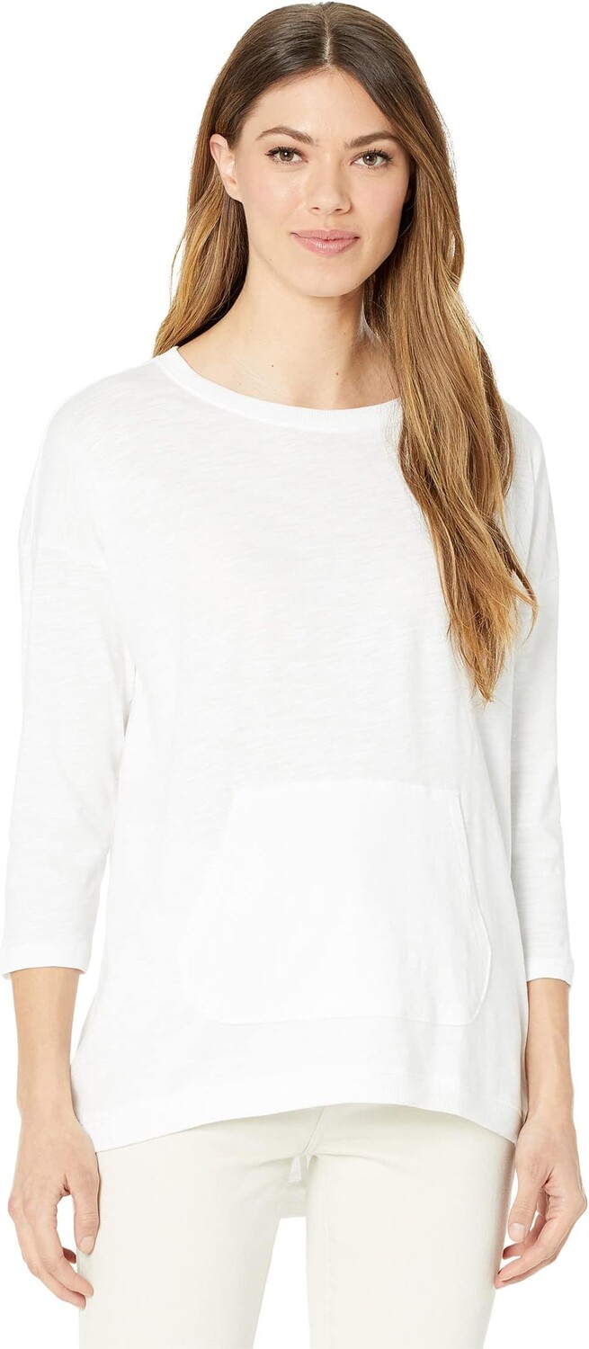

Пуловер Lilla P Flame Modal High-Low Pocket Tunic, белый