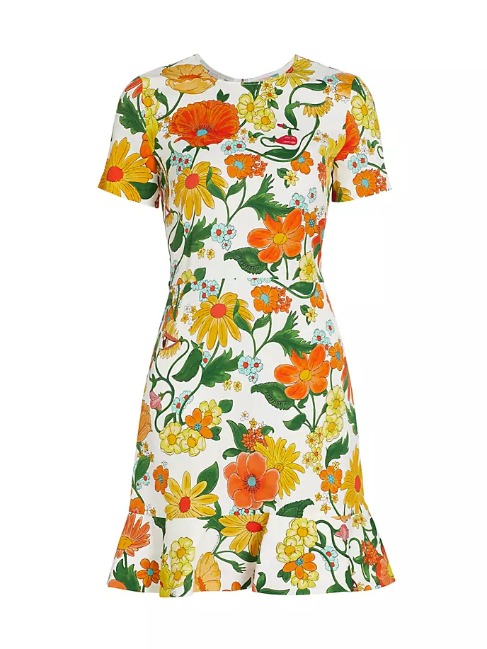 

Мини-платье с садовым цветочным принтом Stella Mccartney, цвет multicolor orange
