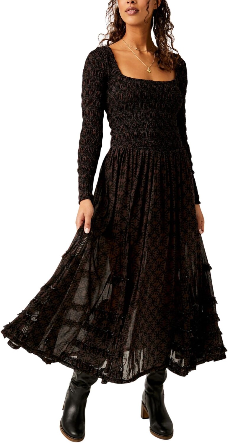 

Платье Its Fate Midi Free People, цвет Brown Combo