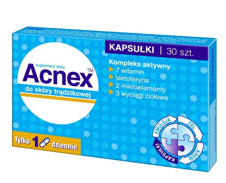 

Капсулы улучшающие состояние кожи Acnex Kapsułki, 30 шт