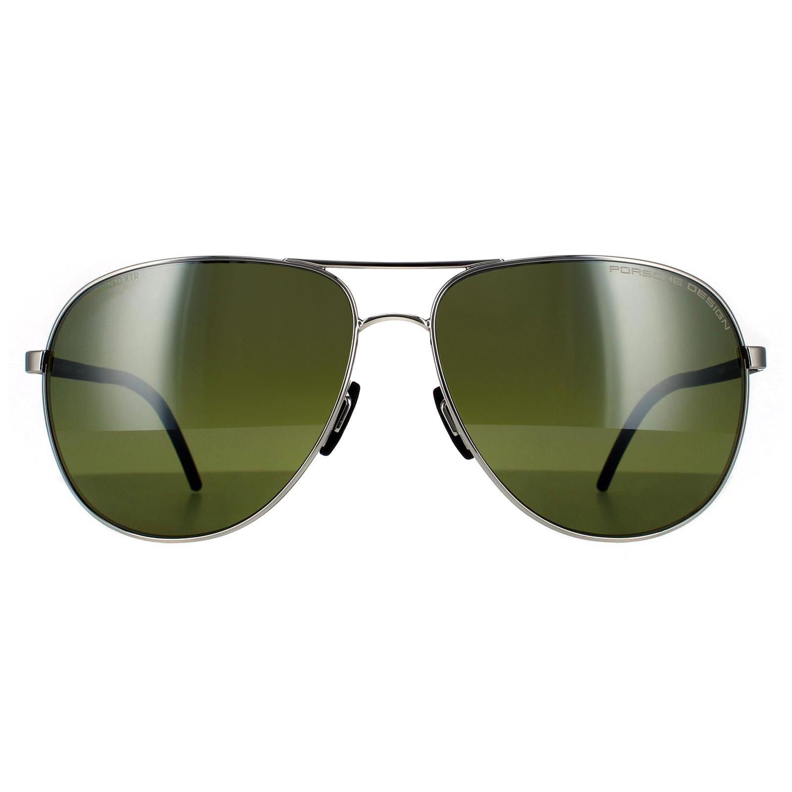 Зеленые поляризованные солнцезащитные очки Aviator Palladium Porsche Design, серебро темно синие зеркальные солнцезащитные очки aviator gun porsche design серый