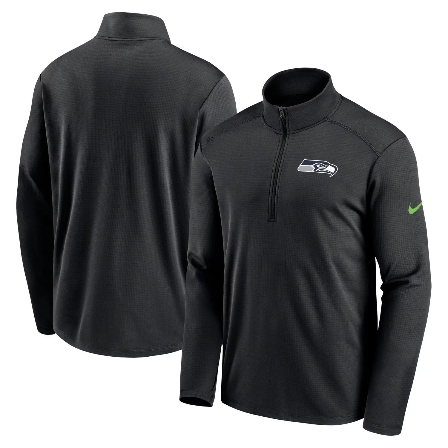 цена Мужская черная футболка с молнией до половины Seattle Seahawks Pacer Nike