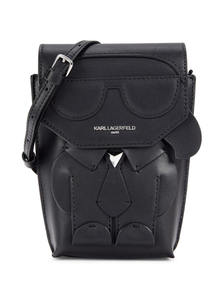 Кожаная сумка через плечо Ikons Karl Lagerfeld Paris, черный кожаная сумка через плечо simone с клапаном karl lagerfeld paris серебро
