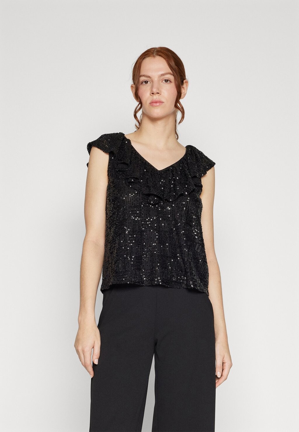 БЛУЗКА Visequins Frill VILA, цвет black/black