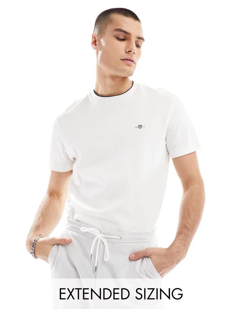 

GANT белая футболка из пике с гербовым логотипом