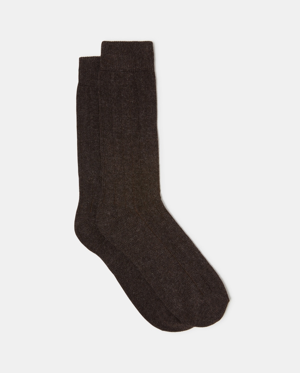 Коричневые короткие мужские носки в гладкую рубчику Emidio Tucci, коричневый