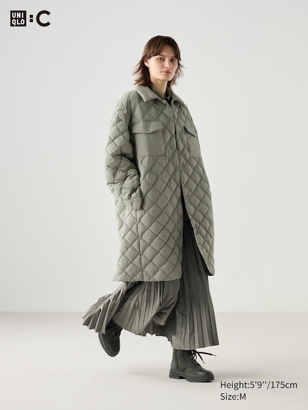 

Стеганое пальто puffertech Uniqlo, хаки