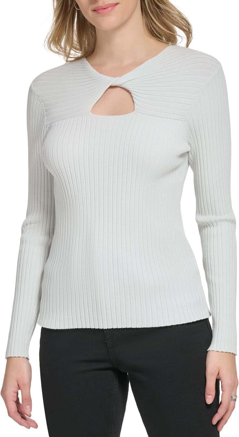 

Свитер Rib Twist Neck with Keyhole Calvin Klein, цвет Nimbus