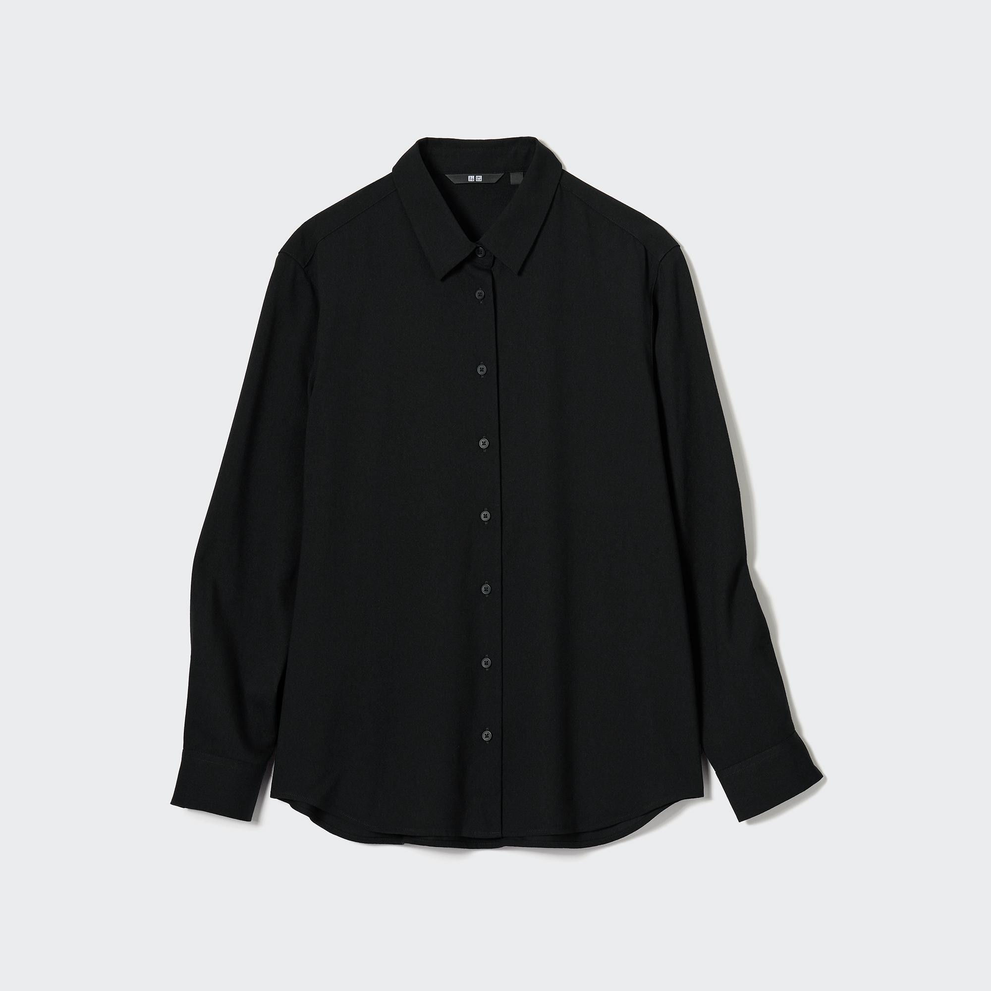 Блузка UNIQLO из вискозы, черный