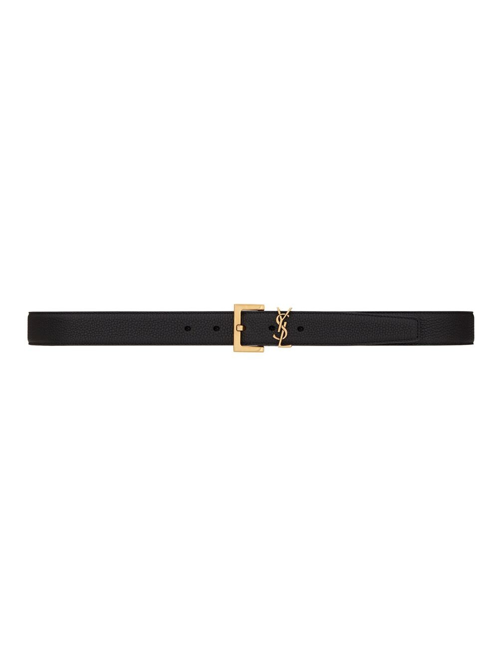 

Ремень из зернистой кожи с логотипом Saint Laurent, неро