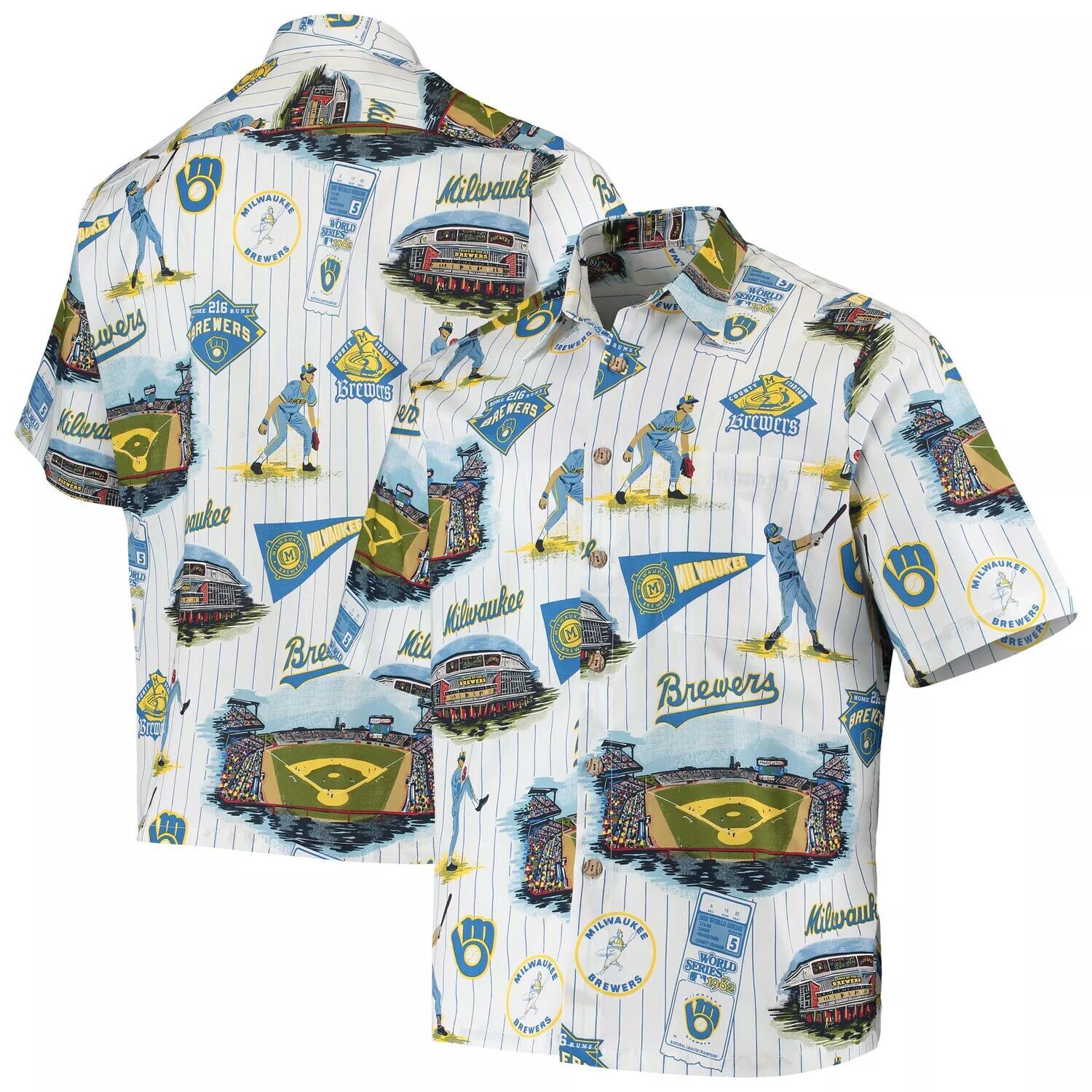 

Мужская темно-синяя рубашка на пуговицах Reyn Spooner Milwaukee Brewers Scenic