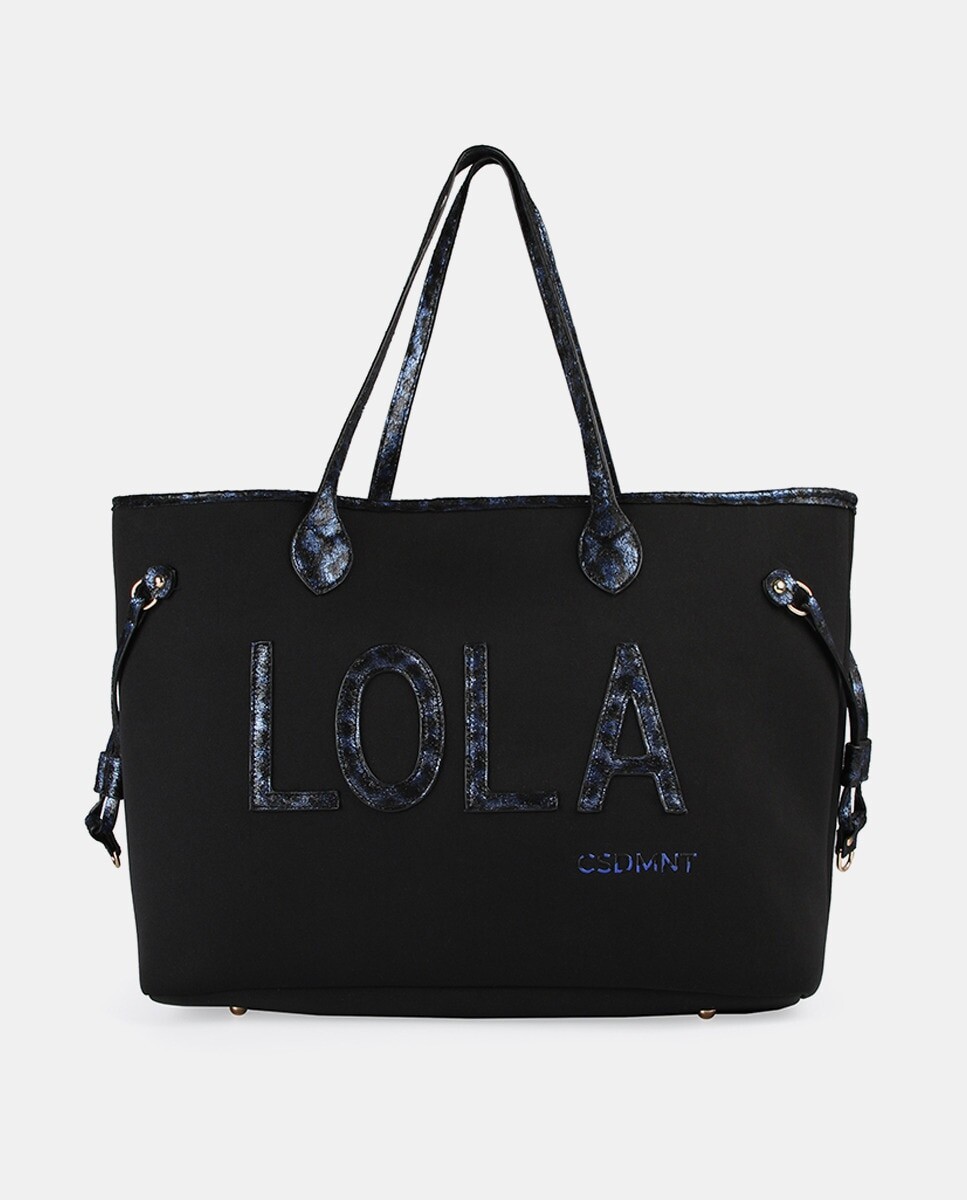 

Шопер синего цвета с металлизированным животным принтом Lola Casademunt, синий