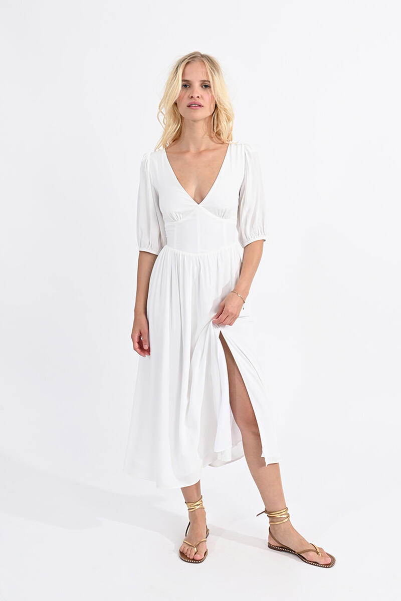 Длинное платье с короткими рукавами и складками Molly Bracken, белый платье длинное с короткими рукавами cairo s разноцветный