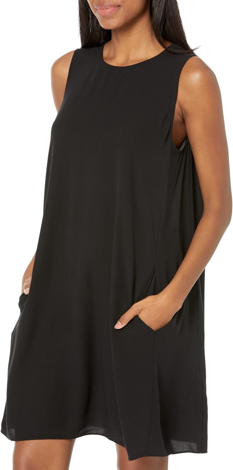 

Миниатюрное платье длиной до колена с круглым вырезом Eileen Fisher, черный