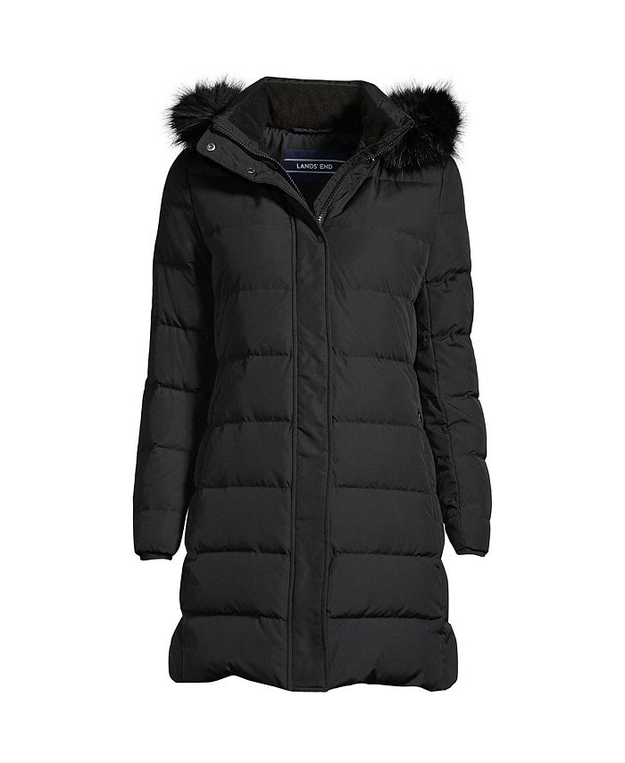 Женское пуховое зимнее пальто для миниатюрных размеров Lands' End, черный 2023 зимнее длинное шерстяное пальто женское белое длинное шерстяное пальто