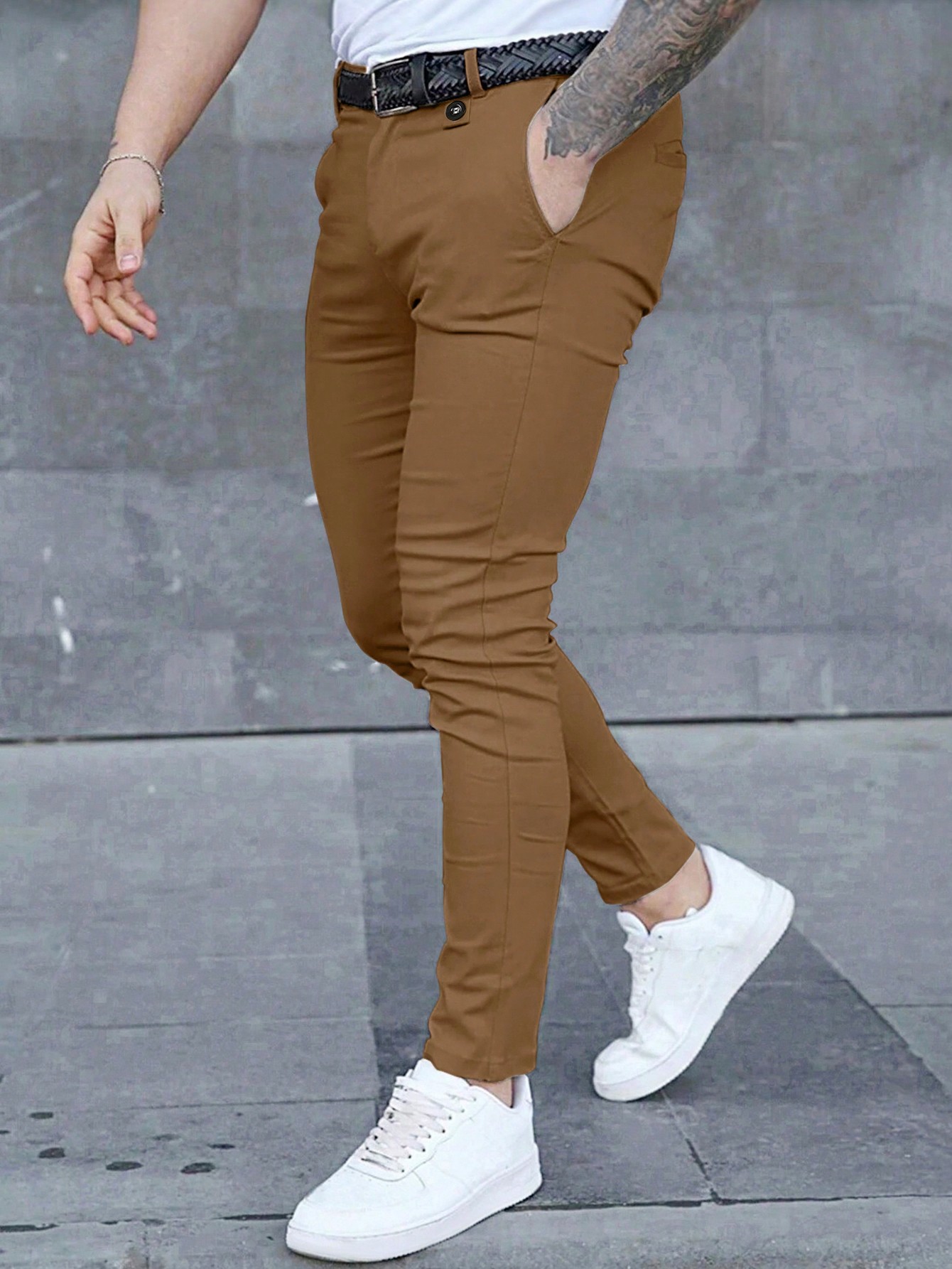 Мужские однотонные классические брюки с карманами Manfinity Mode, бронза