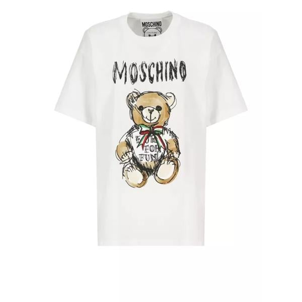 

Футболка drawn teddy bear t-shirt Moschino, белый