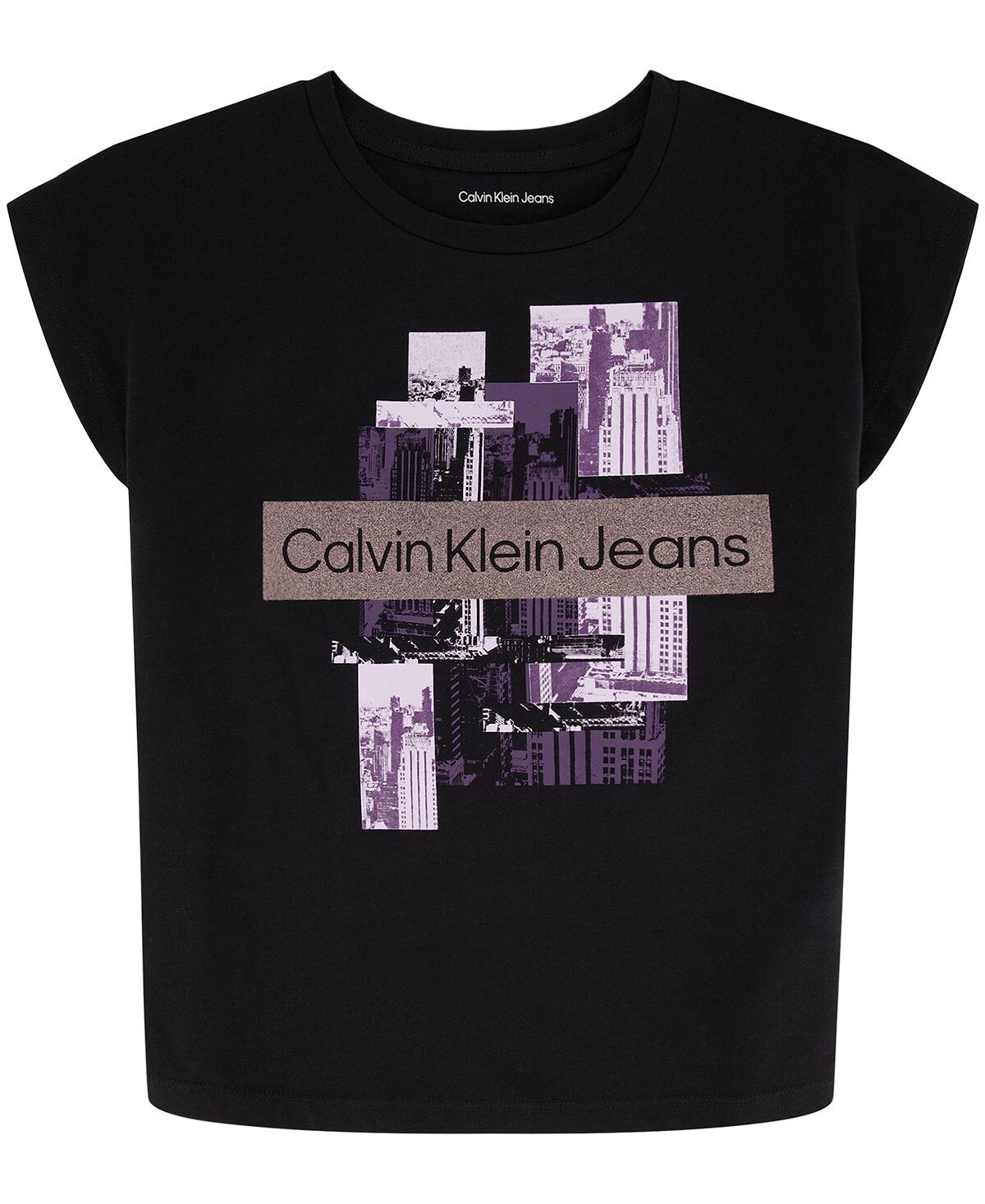 

Свободная футболка с короткими рукавами Big Girls City Collage Calvin Klein