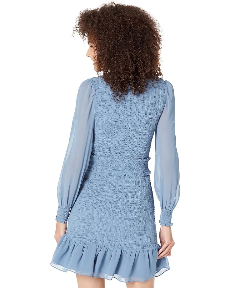 Платье 1.STATE Long Sleeve Smocked Bodice Dress, цвет Porcelain Blue цена и фото