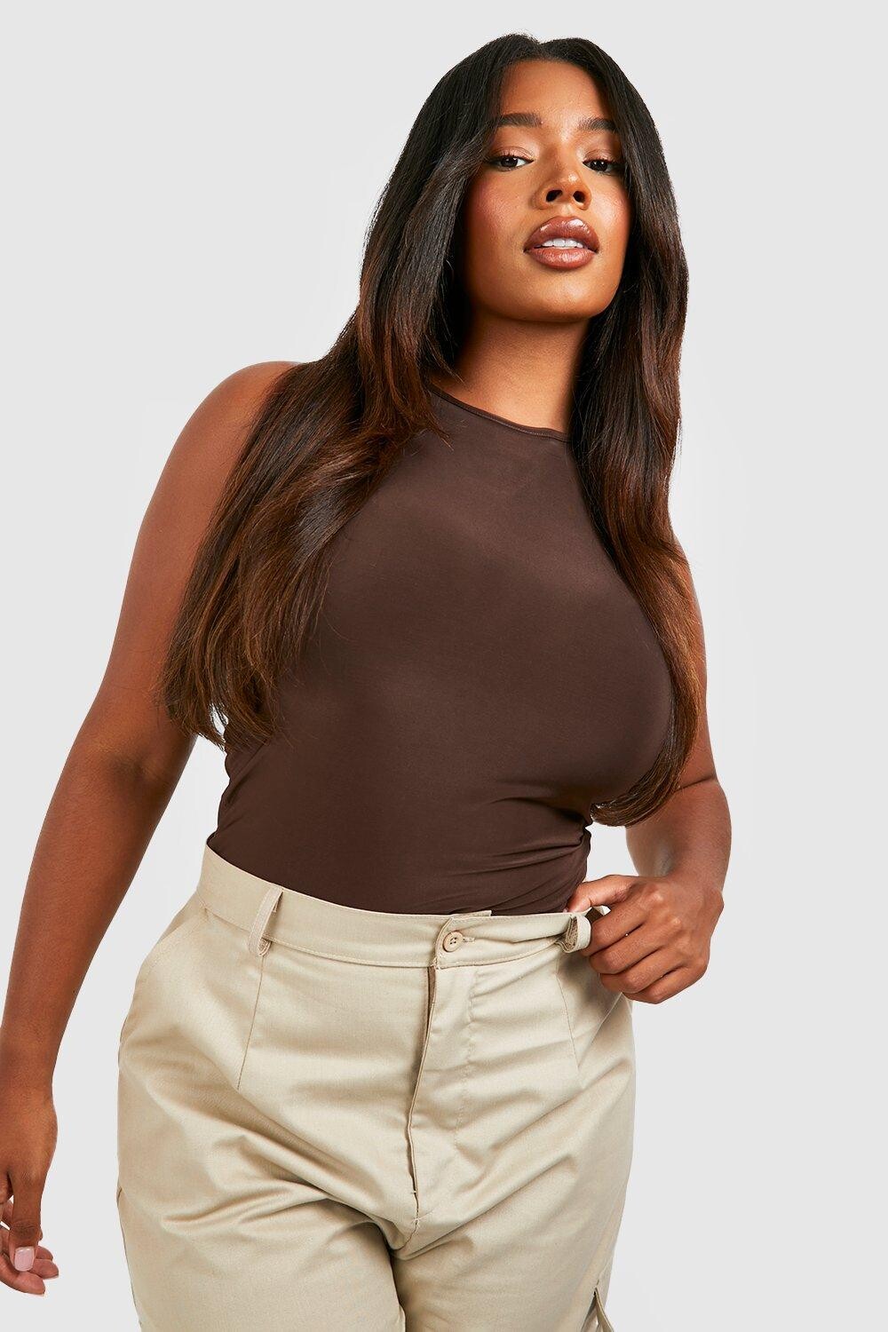 

Облегающее боди plus racer Boohoo, шоколадный