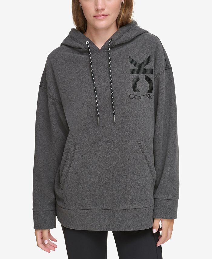 

Женская флисовая толстовка с вышивкой Calvin Klein, цвет SLATE HEATHER