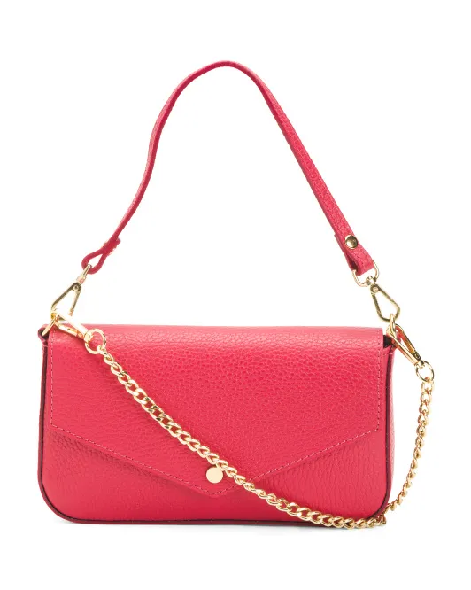 

Кожаное плечо через плечо Made In Italy с клапаном и металлической цепочкой Isadora, цвет Magenta